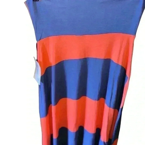 Lularoe XS orange & blue wide stripe Azure A-line skirt. This skirt is bomb! - Picture 2 of 7